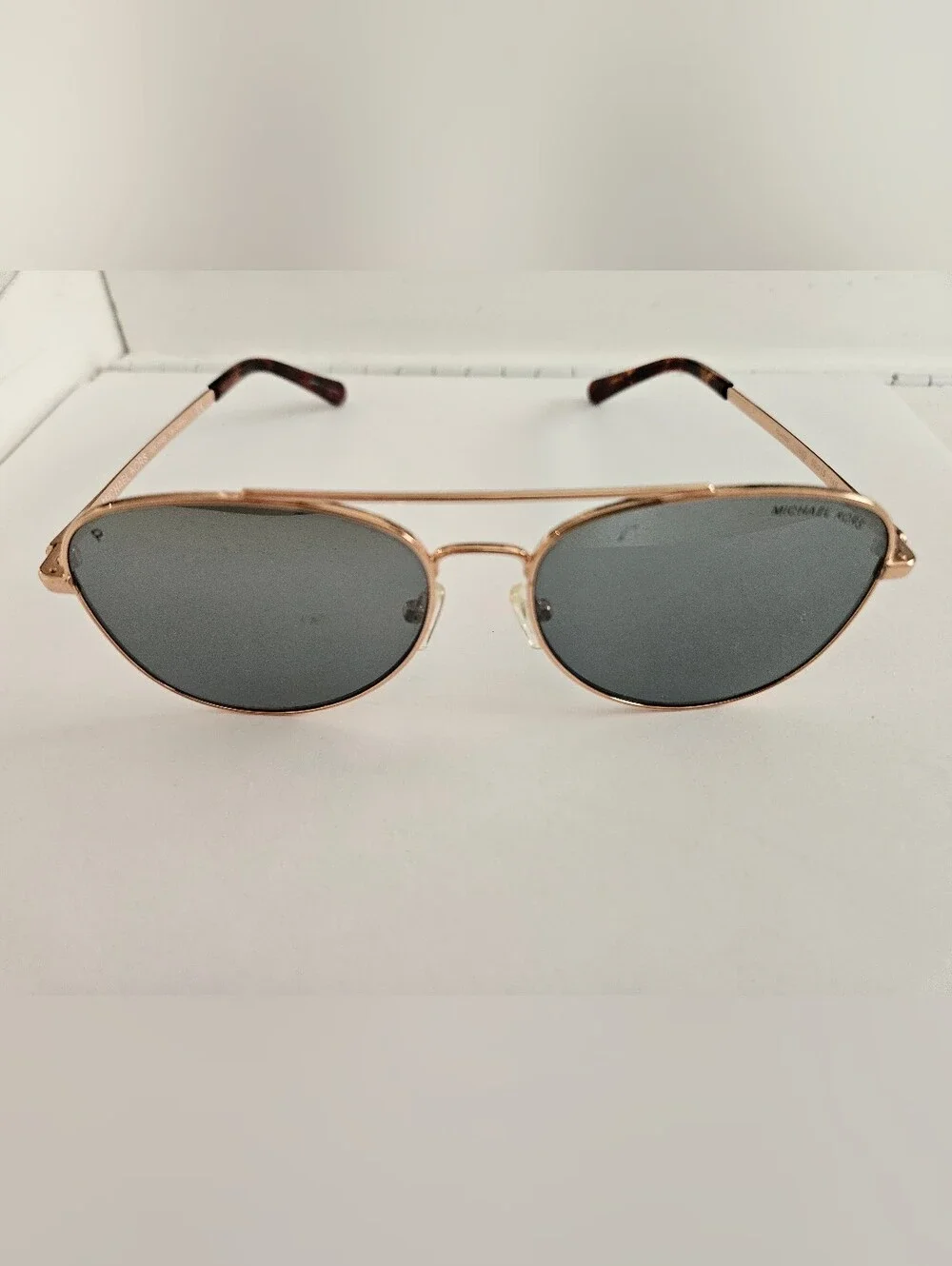 Michael Kors Women’s Rose Gold San Diego Aviator Sunglasses with Black Lenses